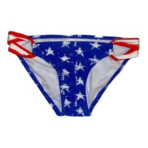 Xhilaration Hipster Bikini Swim Bottom Red White Blue USA Patriotic July 4th XS